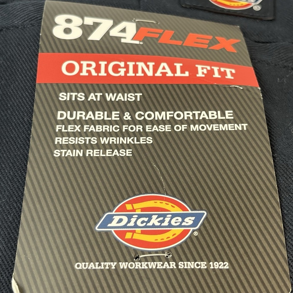 Dickies 874 Mens 34x32 Navy Work Pants Original Fit Flex Straight NWT - Picture 6 of 10